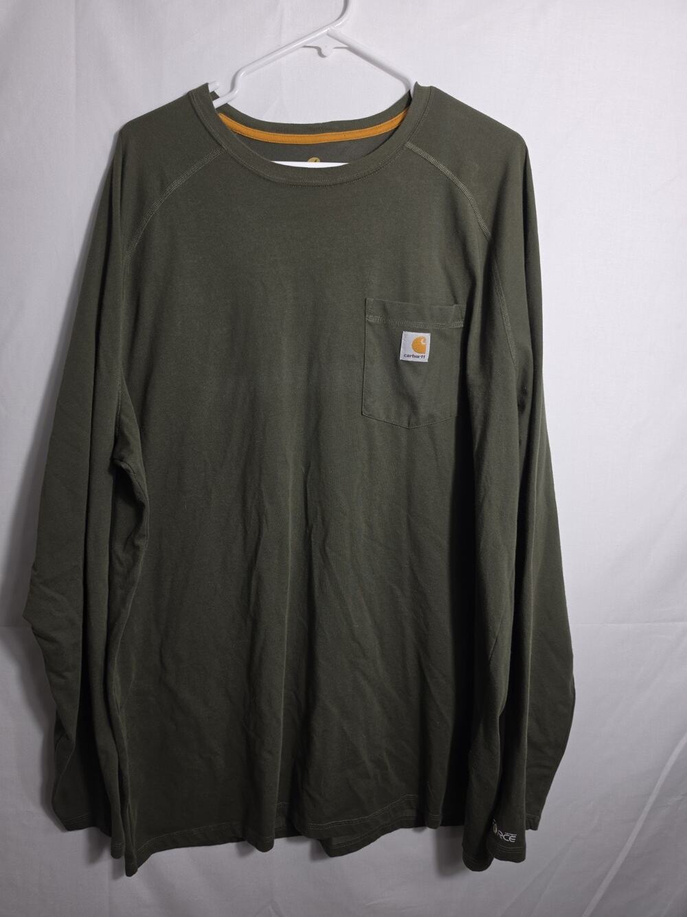 Carhartt Olive Green Long-Sleeve Pocket Tee 2XL mens